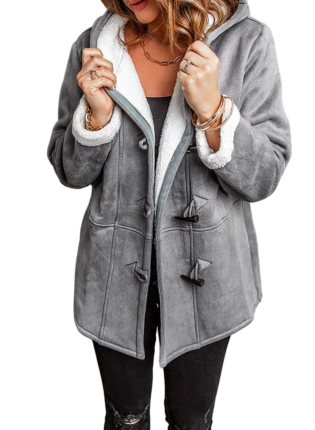 Dame Vinterfrakke med Hætte og Klassisk Design 0