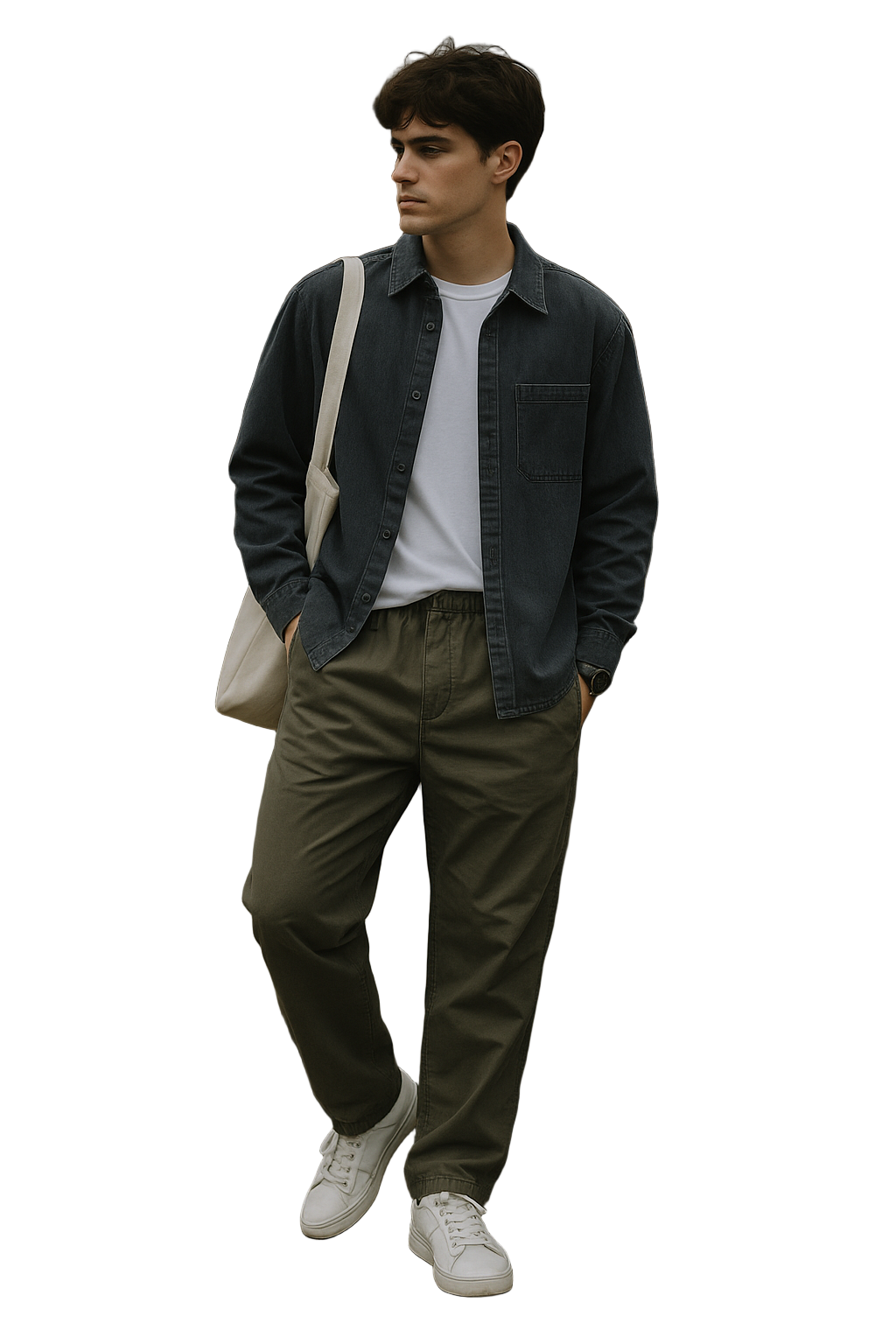 Herrebukser Afslappet Pasform Blødt Vævet Tekstur 0