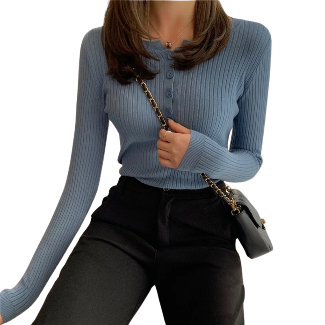 Knapstrikket pullover til kvinder