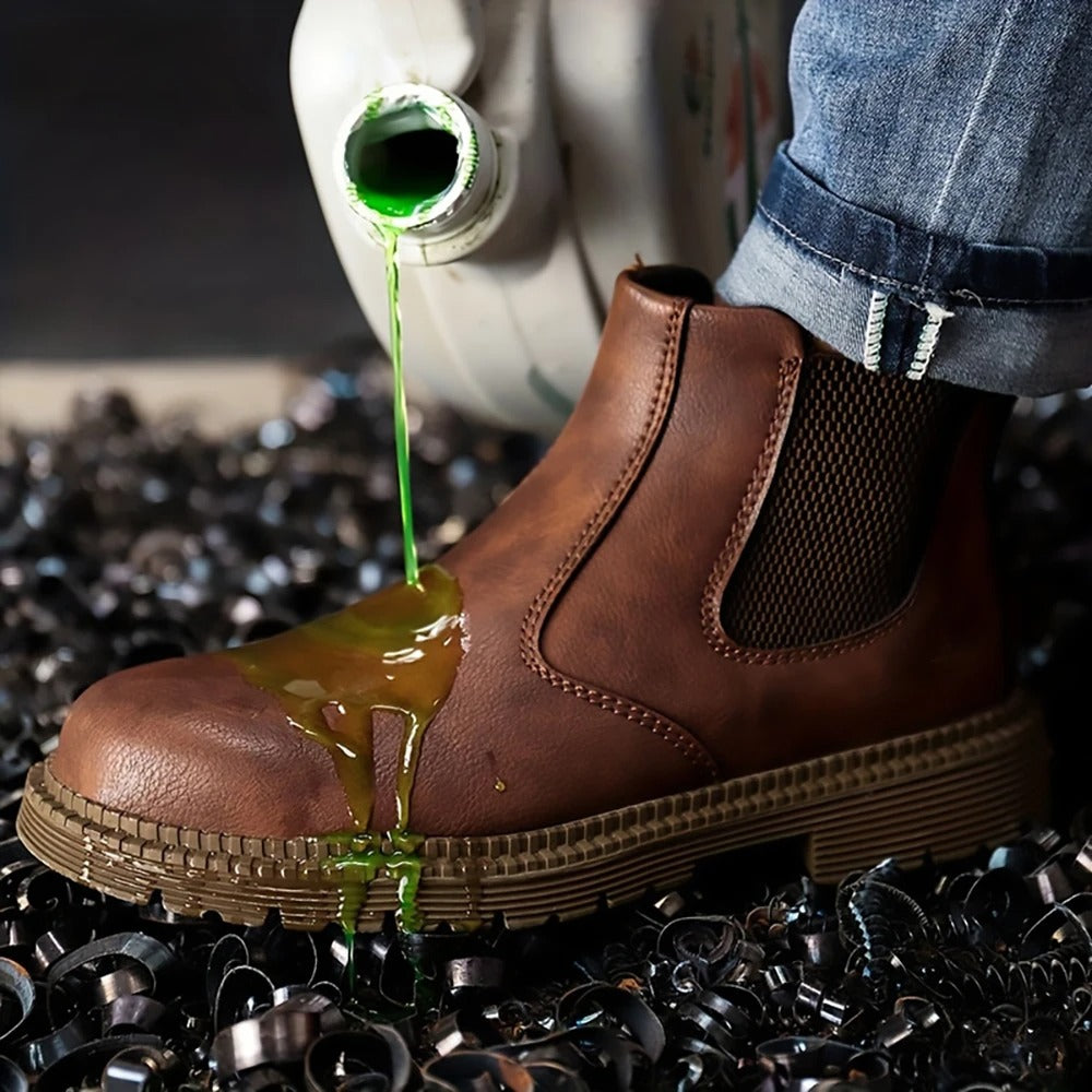 Vandtætte sikkerhedssko i læder til mænd