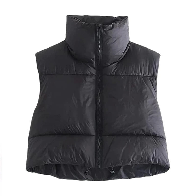 Cropped Puffer Vest til kvinder
