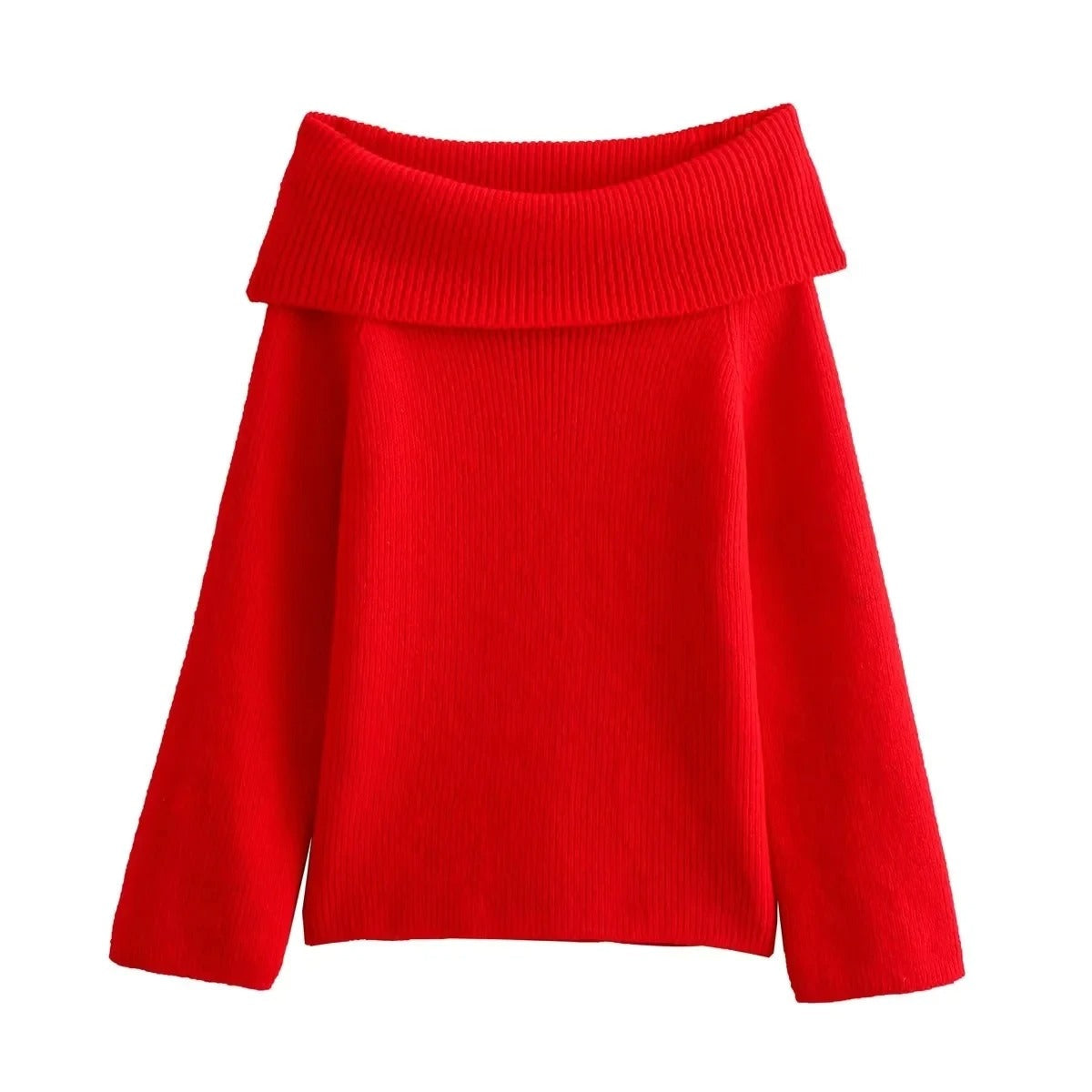 Off Shoulder strikket sweater til kvinder