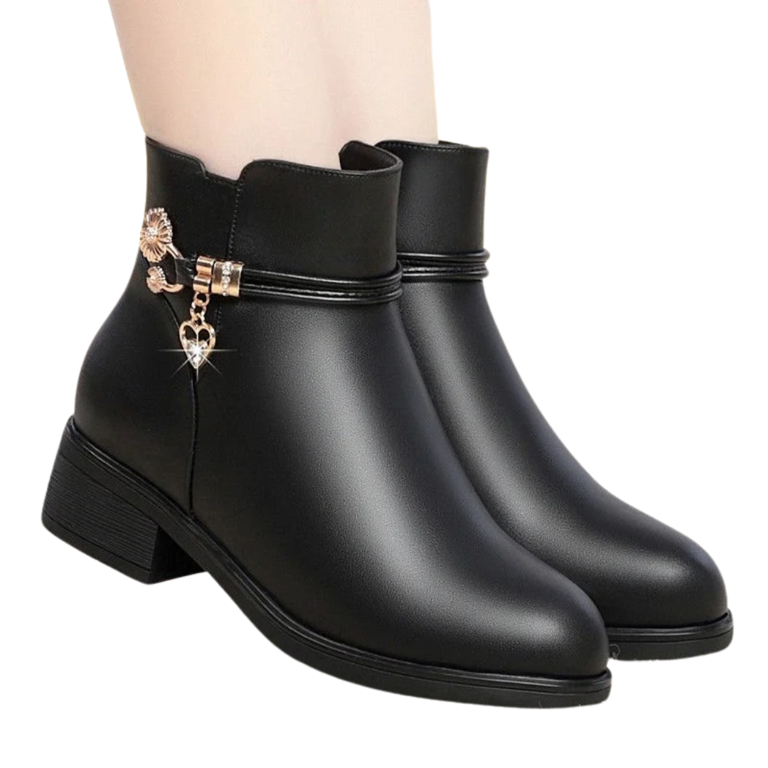 Dame-rhinestone-støvler i blødt læder