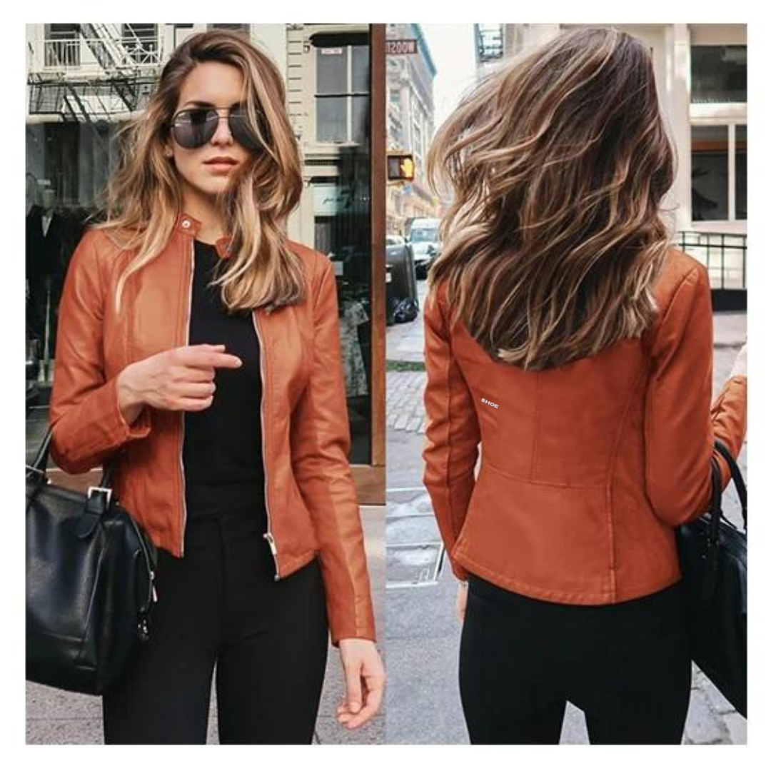 Motorjakke i læder til kvinder